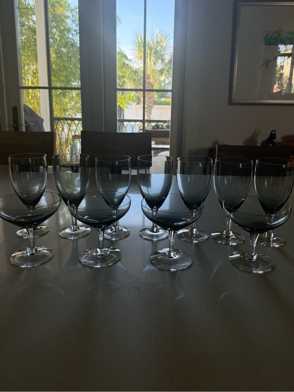 Smoked Glass Wine Goblets Set of 8 - Elegant Home Dining Glassware